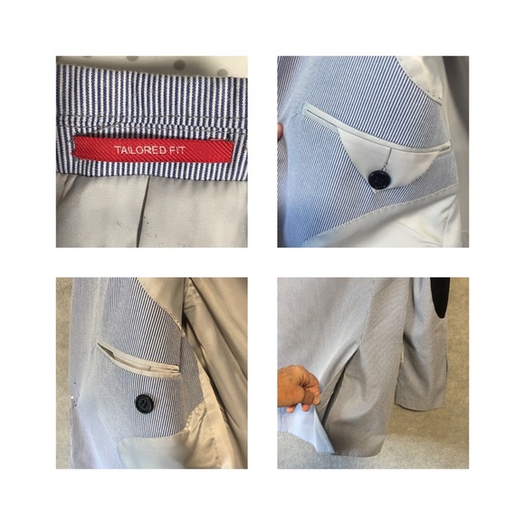 Pin striped sport coat jacket Akademiks blue & white 38R Cotton blend NWT - Picture 6 of 9